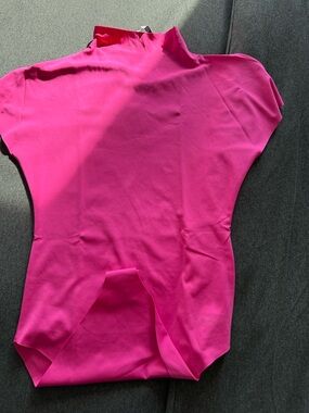Zara Hot Pink Short Sleeve Mock Neck Bodysuit